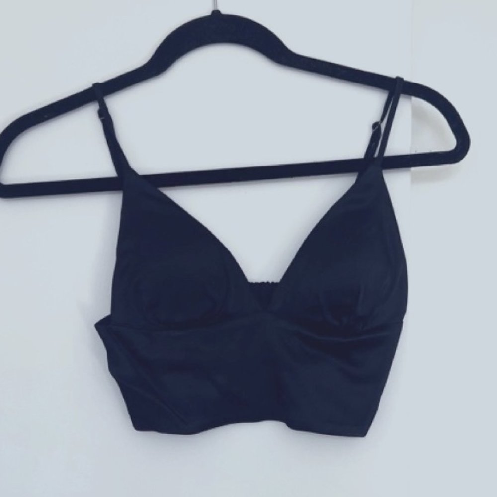 Zara Satin Black Cropped Top, size XS